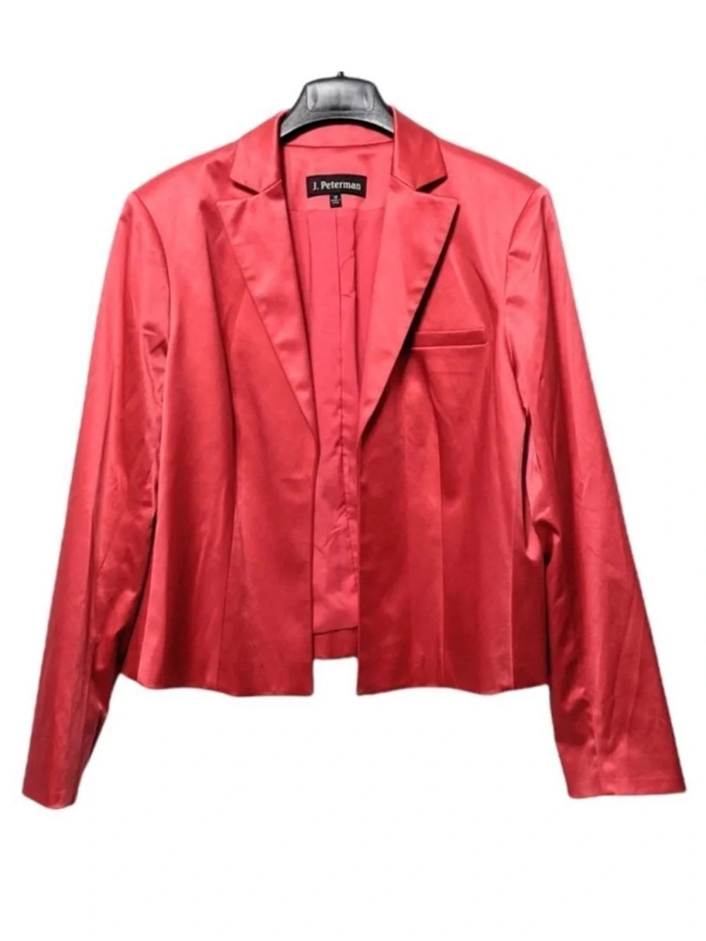 J. PETERMAN Hot Pink Satin Open Front Evening Blazer 12